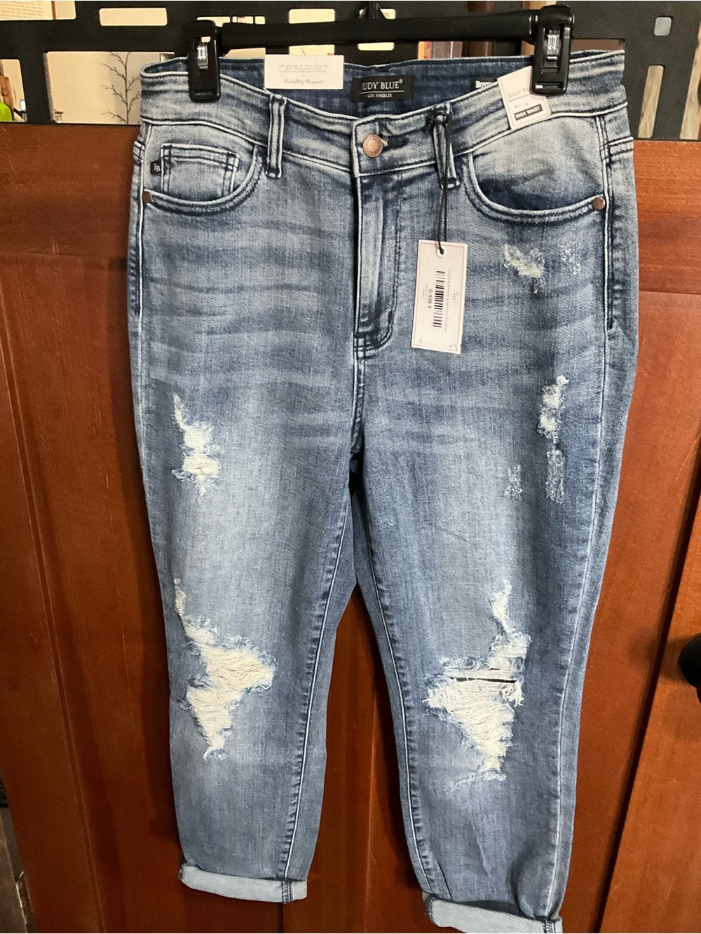 Judy Blue Light Blue Distressed Boyfriend Jeans